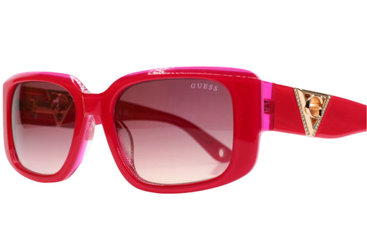 Guess pink gold sunglasses women with bold pink frames and gold accent on the temples
