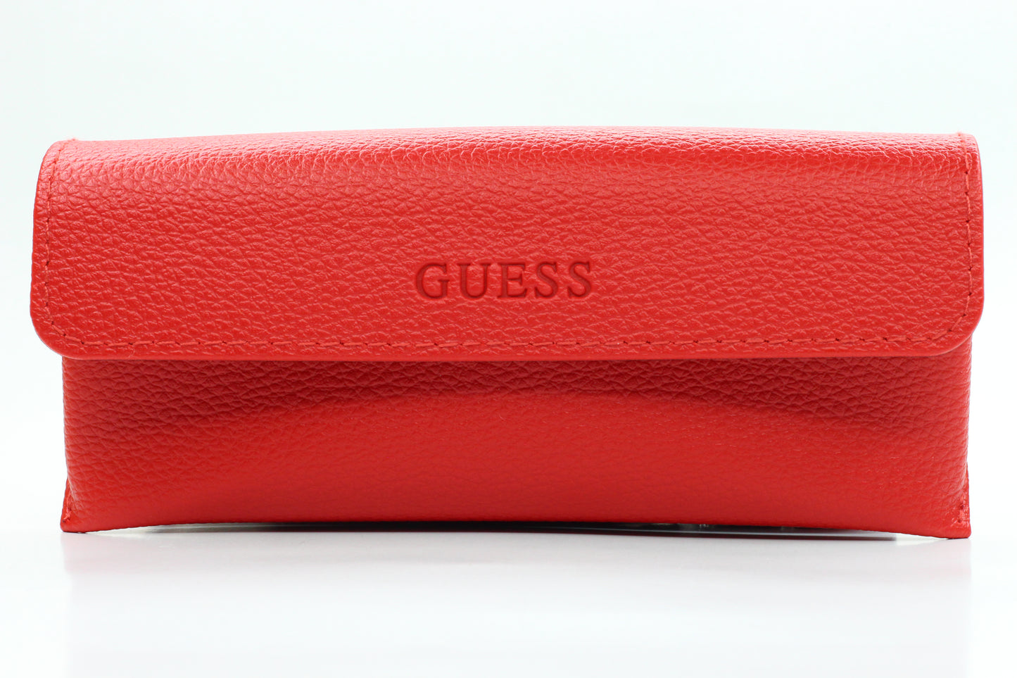 Guess silver blue gradient sunglasses red leather carrying case with embossed logo