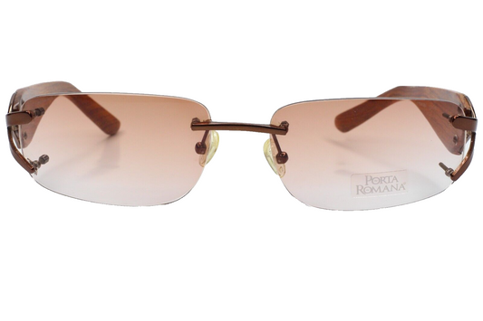 Porta Romana MOD. 1662 300-RS Bronze WOOD Italy Rimless Sunglasses -Wo 130mm Copper and Wood Rimless Optical Frames ABC Optical sunglasses