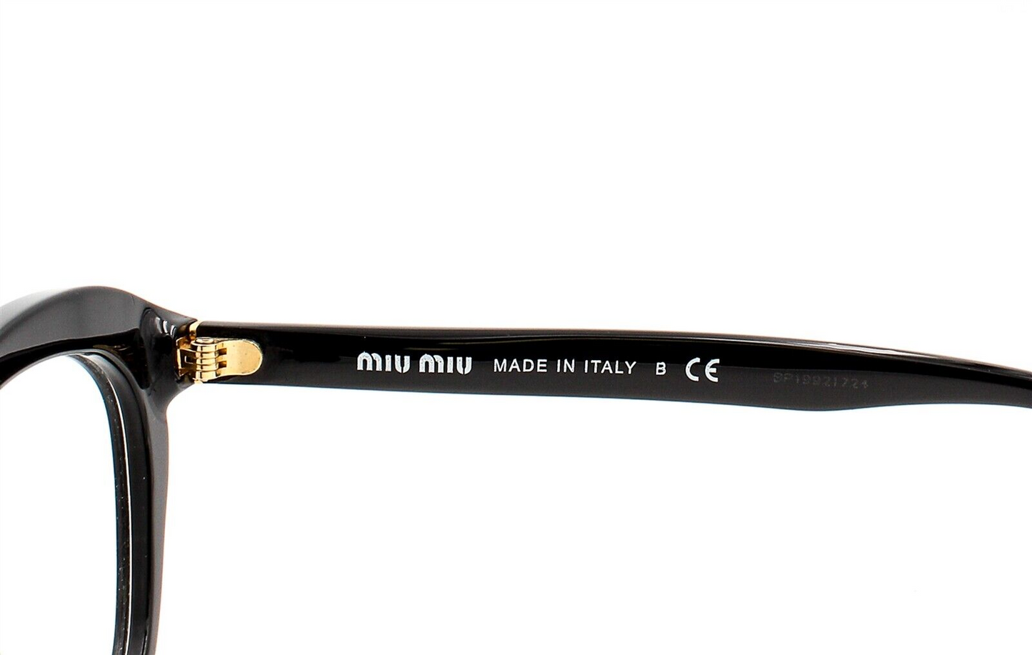 Miu Miu VMU07L 1AB- 1O1 Polished Black Cat Eye Gold Acetate Eyeglasses 140mm -Wo Optical Frames ABC Optical Eyeglasses