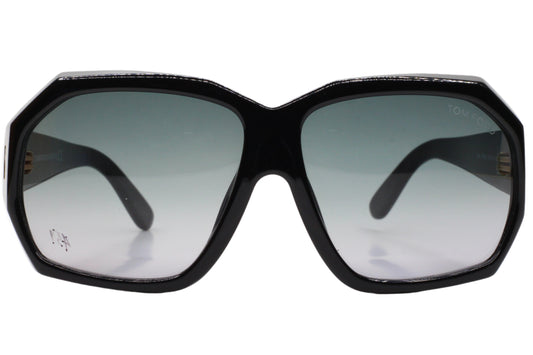 Tom Ford TF266 Elise sunglasses with black geometric frames and gradient lenses from ABC Optical