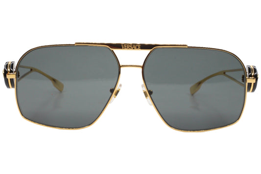 Luxury Italian designer sunglasses by ABC Optical featuring gold metal frames and dark lenses