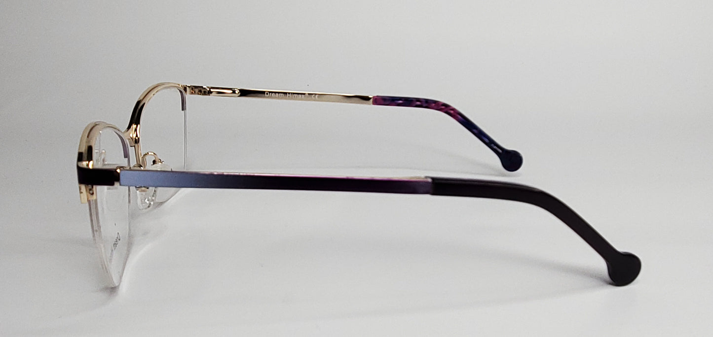 Dream Himax M-8012 Purple Gold Metal Fashion Eyeglasses -Wo Optical Frames ABC Optical Eyeglasses