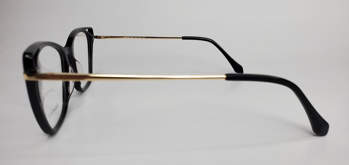 Dream Fever K8032 Black Gold Fashion Acetate Eyeglasses -Wo Optical Frames ABC Optical Eyeglasses