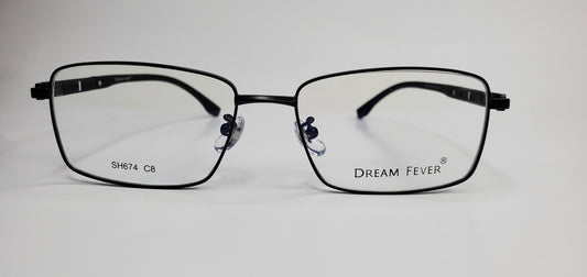 Dream Fever SH674 Shiny Black Metal Italy Eyeglasses -Ma 55-18-145 Matt Black C8 Metal Optical Frames ABC Optical