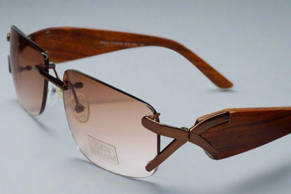 Porta Romana MOD. 1662 300-RS Brown WOOD Italy Sunglasses