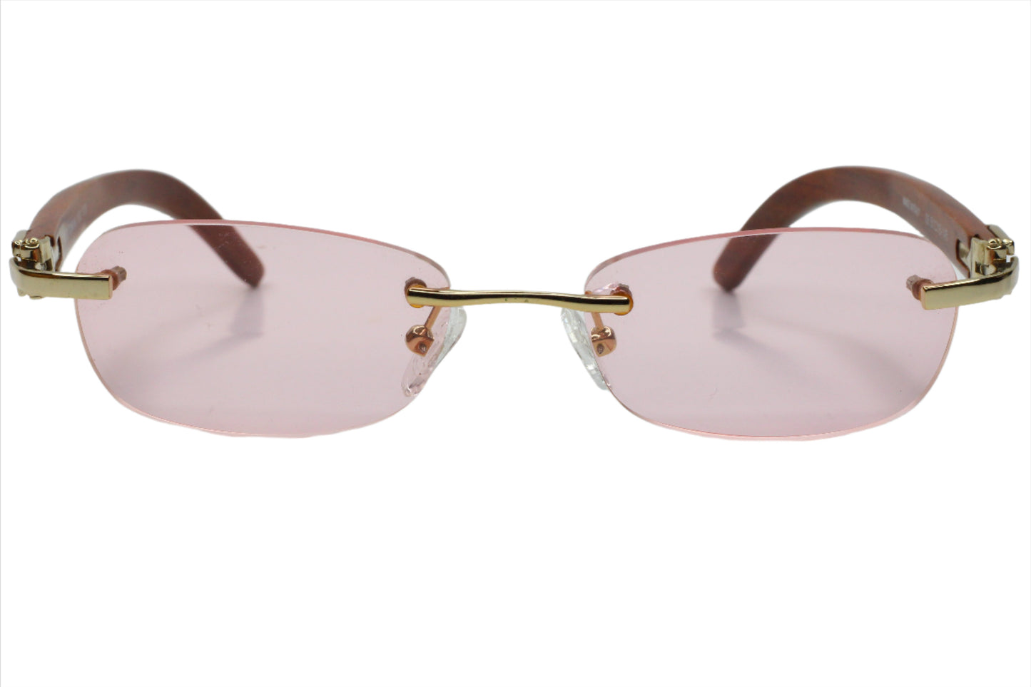 Porta Romana 1950 Gold & Wood Vintage Rimless Luxury Italy Sunglasses