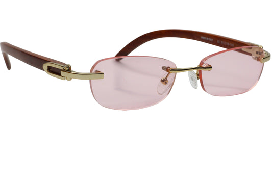 Porta Romana 1950 GOLD & WOOD Vintage Rimless Luxury Italy Sunglasses -Wo Optical Frames ABC Optical sunglasses