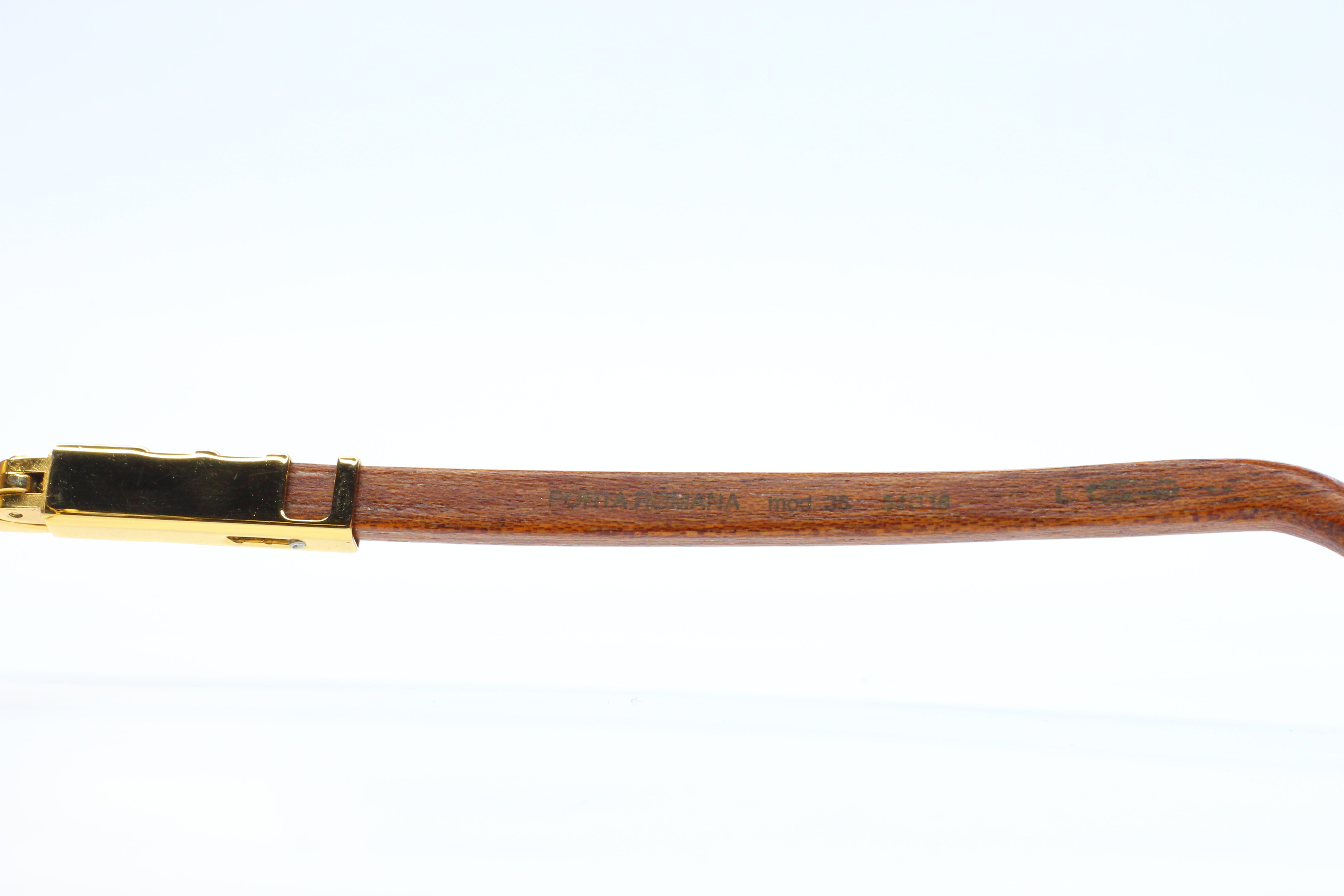 Porta Romana 35 Gold & Wood Vintage Luxury Italy Eyeglasses -Ma
