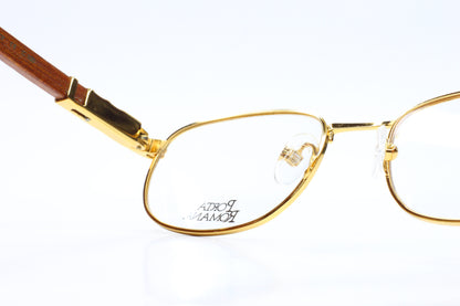 PORTA ROMANA 35 Gold & Wood Full Rim Oval Vintage Eyeglasses