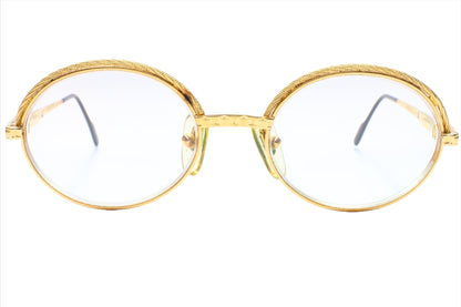 Tiffany Lunettes T72 COL. 4 23K GOLD PLATED Italy Vintage 1987 Eyeglasses 49-19-140 23K GOLD PLATED Oval Optical Frames ABC Optical Eyeglasses