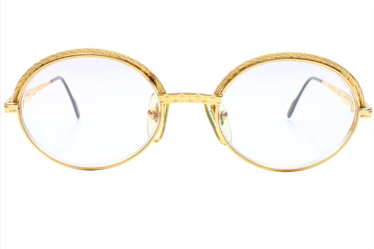 Tiffany Lunettes T72 COL. 4 23K GOLD PLATED Italy Vintage 1987 Eyeglasses 49-19-140 23K GOLD PLATED Oval Optical Frames ABC Optical Eyeglasses