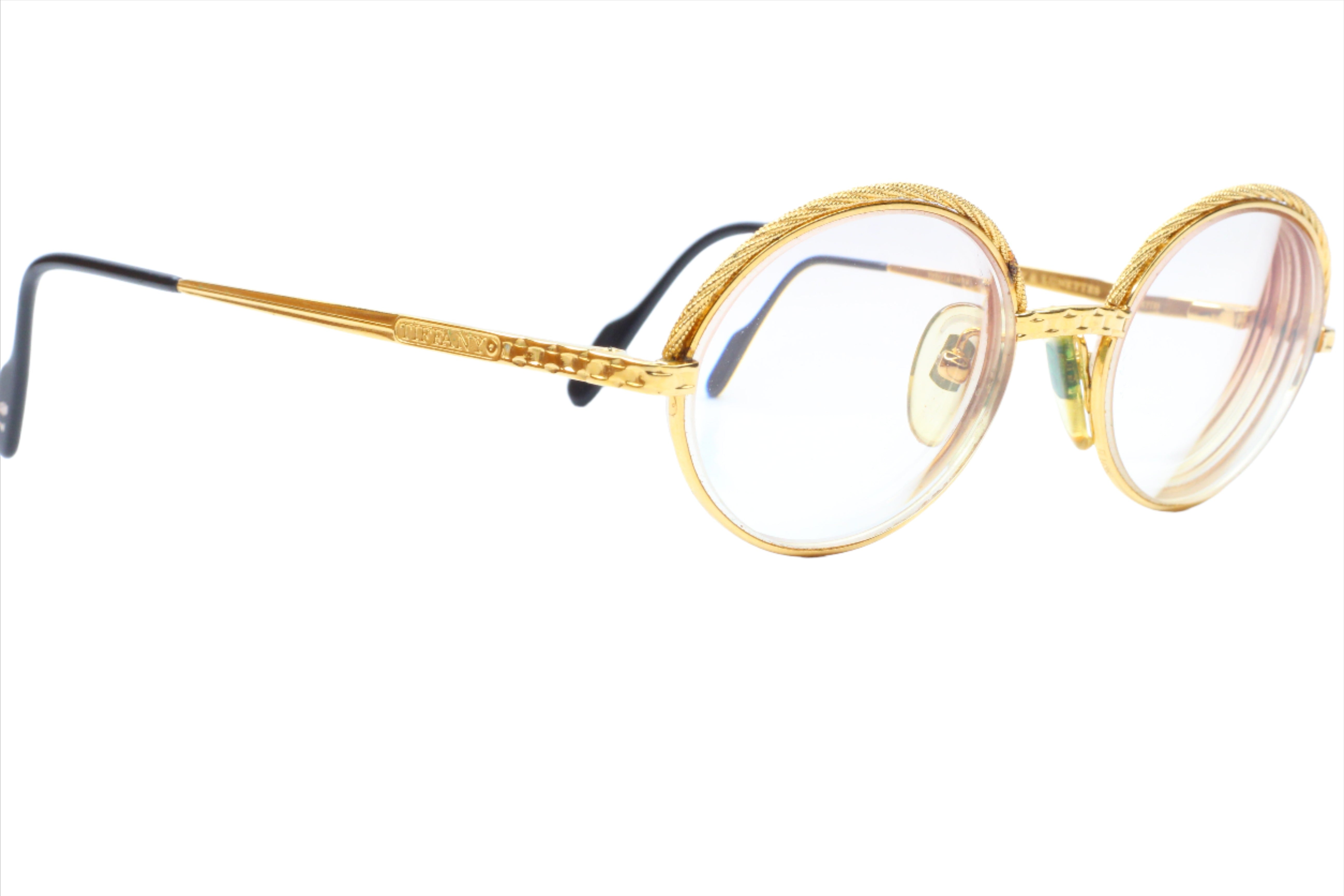 TIFFANY LUNETTES サングラス 23K GOLD PLATED nos) vintage TIFFANY LUNETTES 23k gold plated glasses “T379