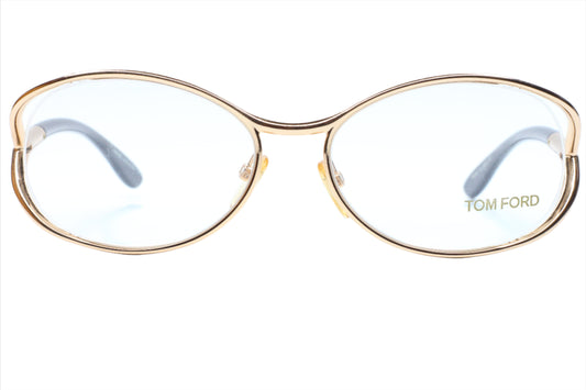 Tom Ford TF5059 772 Gold Black Oval Designer Italy Eyeglasses 56mm