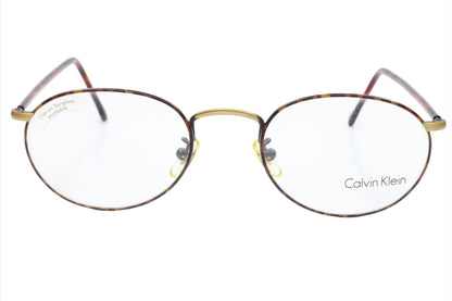 Calvin Klein CK305 553 Havana Tortoise Vintage Italy Eyeglasses 52-21-145 Tortoise Brown Metal Optical Frames ABC Optical Eyeglasses