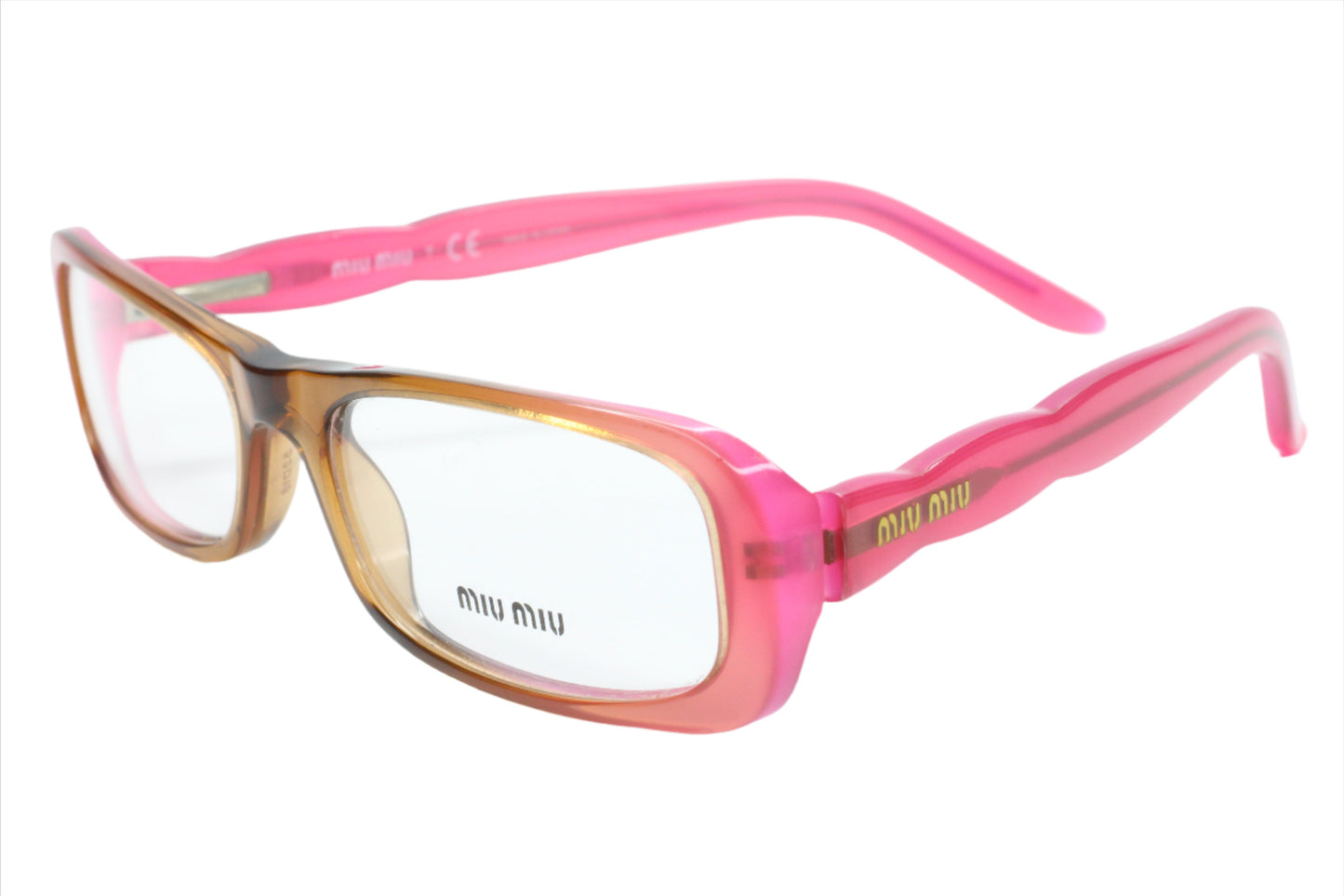 Miu Miu VMU08G Pink Shade Brown Acetate Designer Eyeglasses Frames 52-16-135MM Optical Frames ABC Optical Eyeglasses