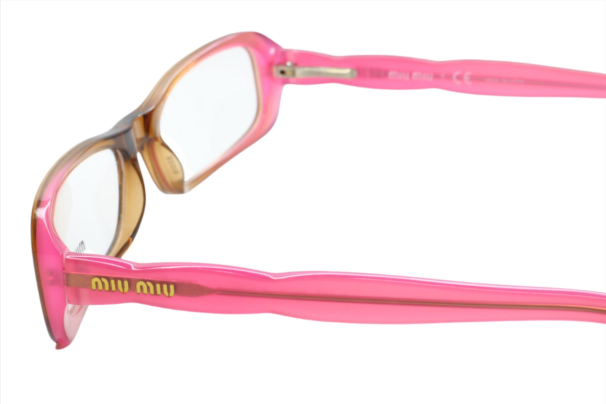 Miu Miu VMU08G Pink Shade Brown Acetate Designer Eyeglasses Frames 52-16-135MM Optical Frames ABC Optical Eyeglasses