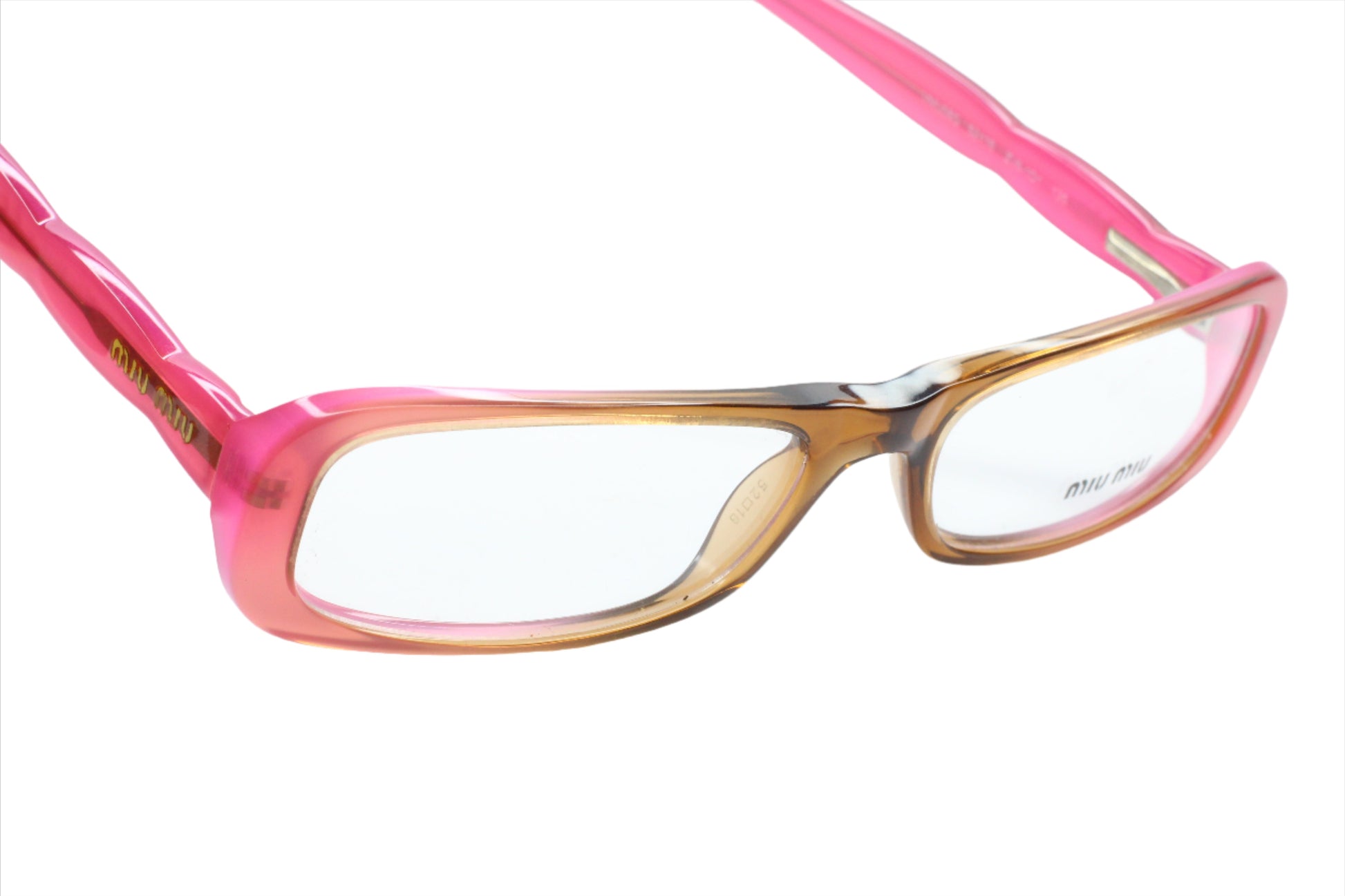 Miu Miu VMU08G Pink Shade Brown Acetate Designer Eyeglasses Frames 52-16-135MM Optical Frames ABC Optical Eyeglasses