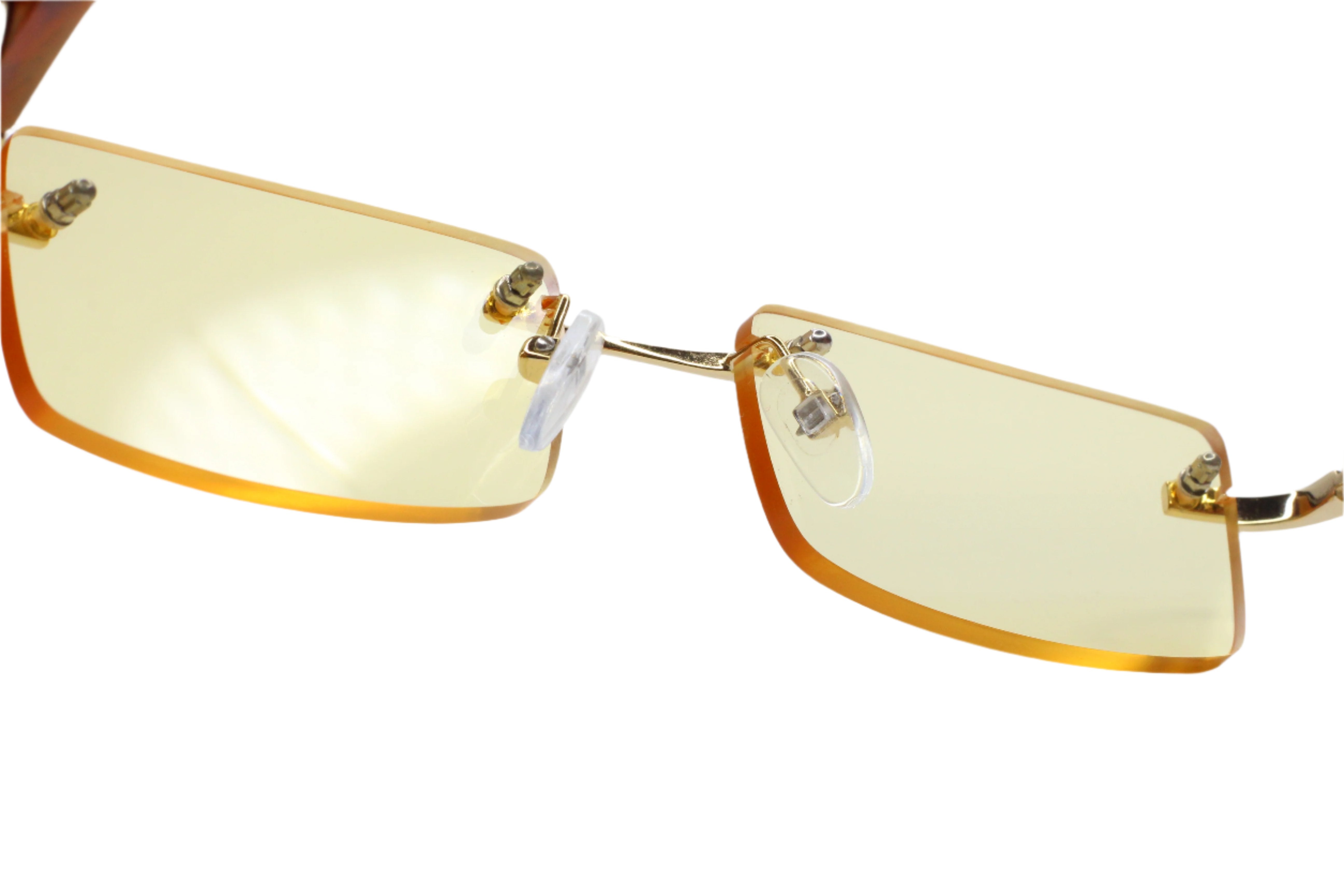 Porta Romana 1951 100Y Gold & Wood Rimless Luxury Sunglasses -Ma