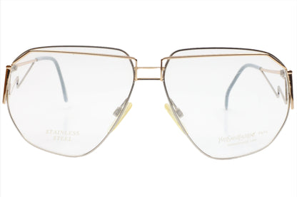 Yves Saint Laurent YSL387 Silver Vintage Stainless Steel Luxury Italy Eyeglasses 63-15-130 Silver Stainless Steel Optical Frames ABC Optical Eyeglasses