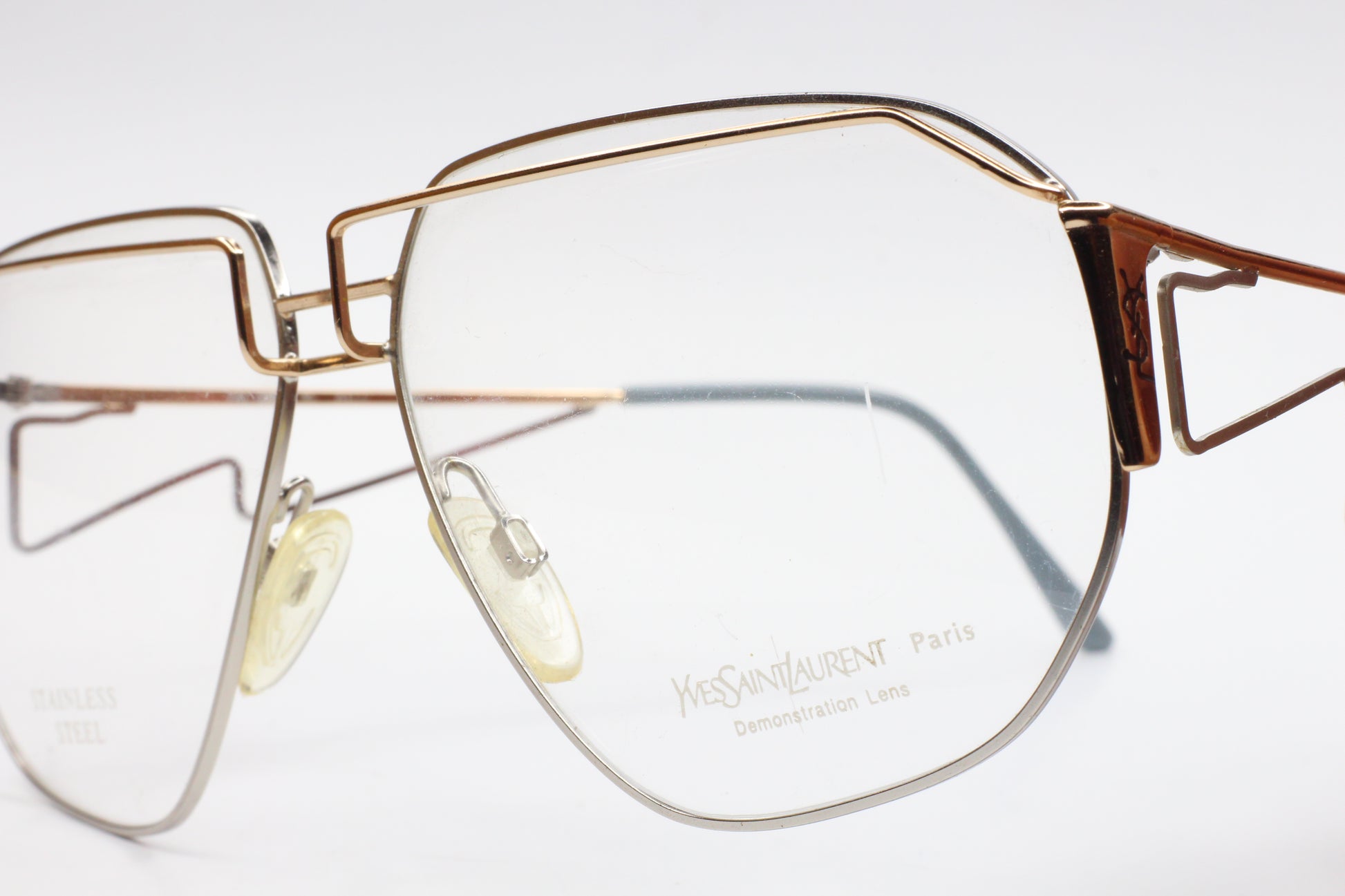 Yves Saint Laurent YSL387 Silver Vintage Stainless Steel Luxury Italy Eyeglasses Optical Frames ABC Optical Eyeglasses