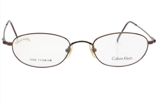 Vintage Calvin Klein CK517 090 Sun Clip On Titanium Japan Eyeglasses 50-20-140 Dark Bronze Titanium Optical Frames ABC Optical Eyeglasses