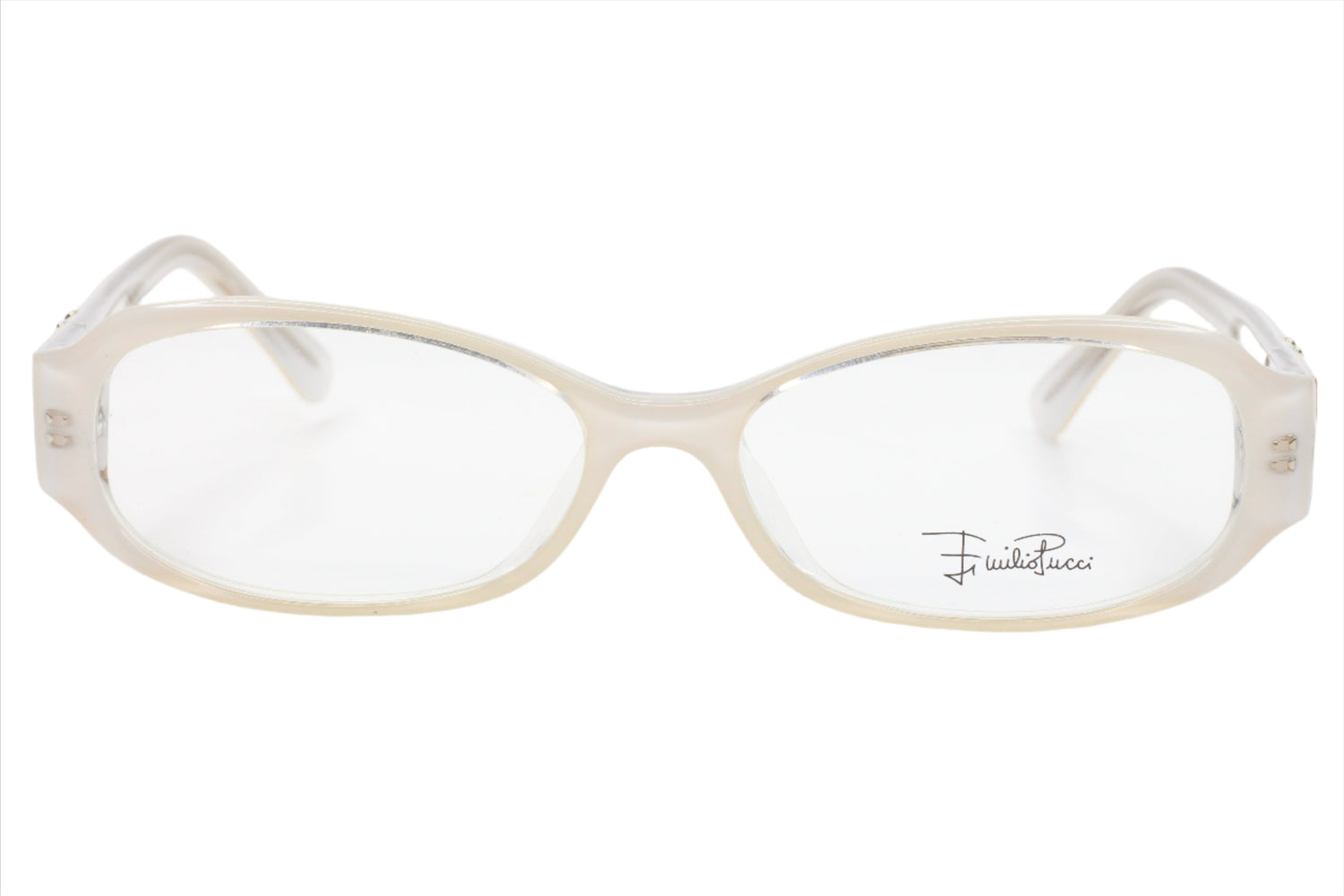 Emilio Pucci EP2613R 110 White Crystals Designer Italy Eyeglasses -Wo 53-15-135 Off-White Acetate Optical Frames ABC Optical Eyeglasses