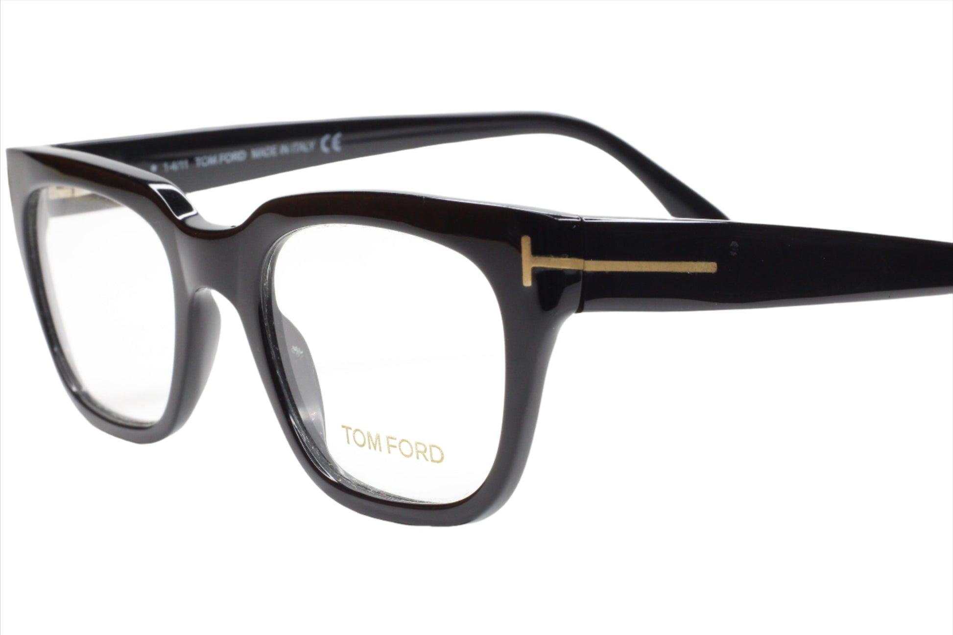 Tom Ford TF5216 001 Glossy Black Gold Luxury Italy Eyeglasses 48mm Optical Frames ABC Optical Eyeglasses