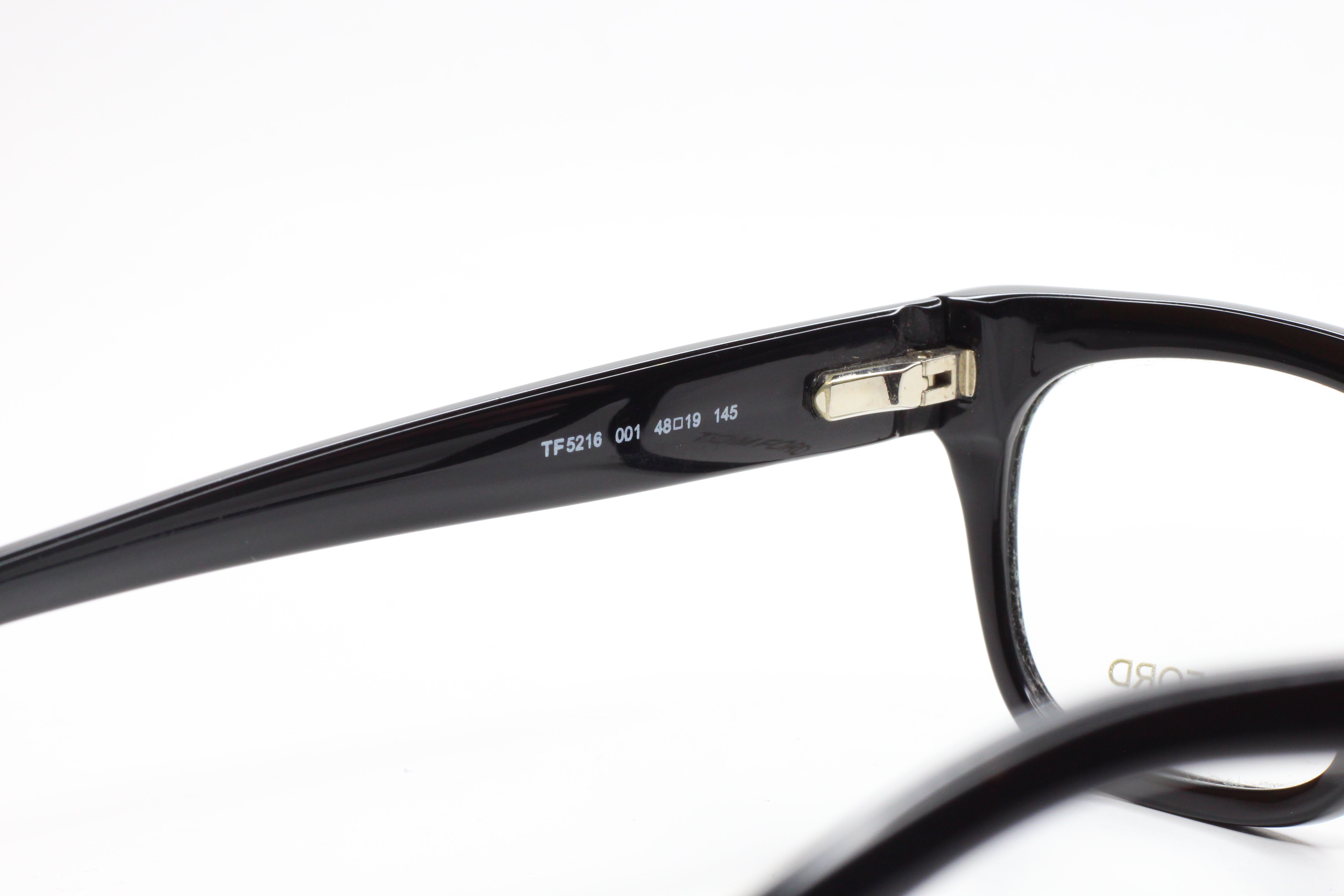 Tom Ford TF5216 001 Glossy Black Gold Luxury Italy Eyeglasses 48mm