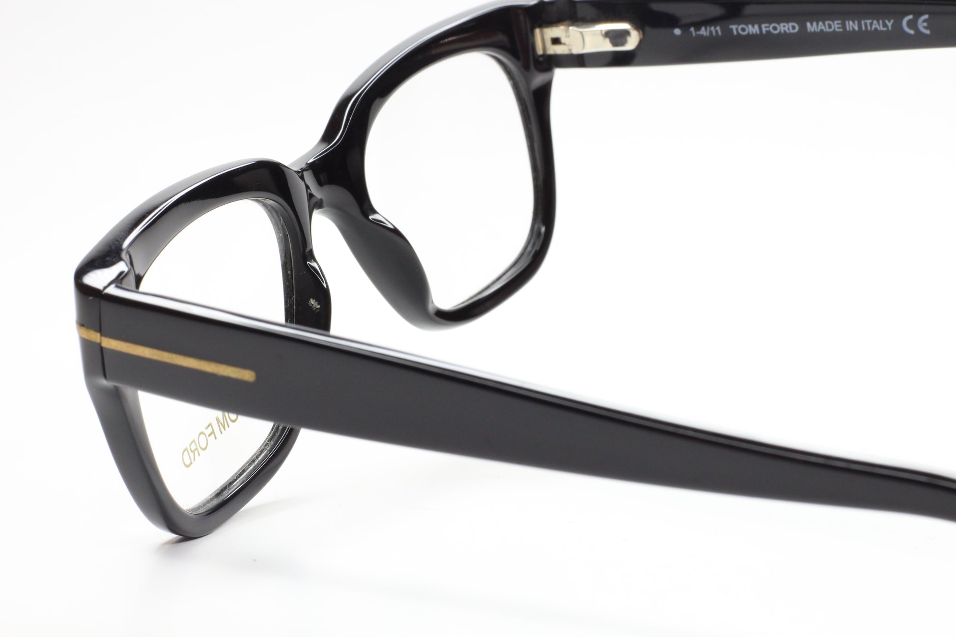 Tom Ford TF5216 001 Glossy Black Gold Luxury Italy Eyeglasses 48mm Optical Frames ABC Optical Eyeglasses