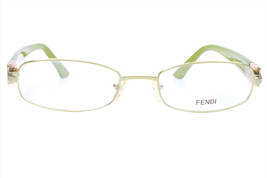 Fendi F905 317 Silver Olive Green Metal Full Rim Italy Eyeglasses 52-19-130 Olive Green Metal Optical Frames ABC Optical Eyeglasses