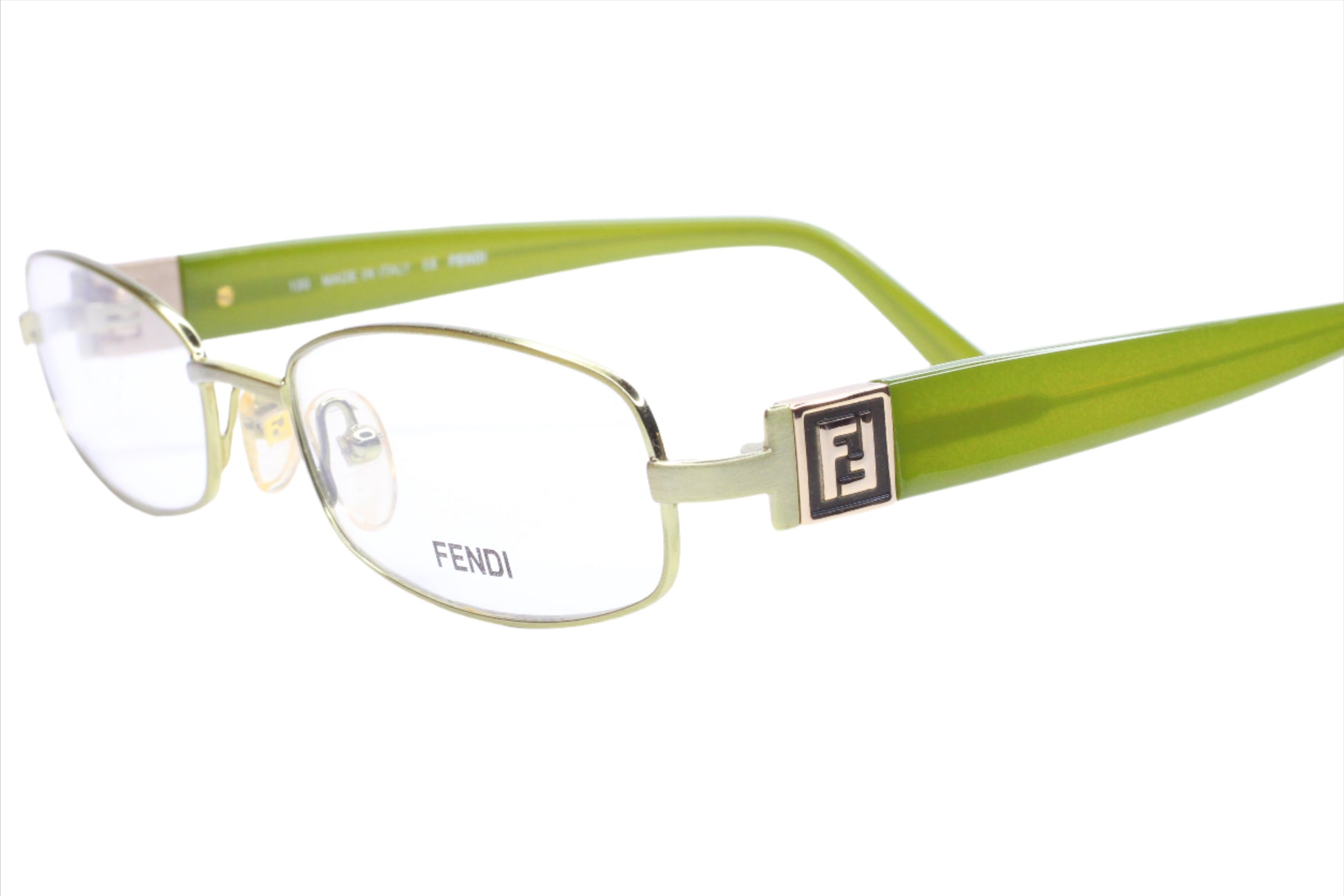 Fendi F905 317 Silver Olive Green Metal Full Rim Italy Eyeglasses Optical Frames ABC Optical Eyeglasses