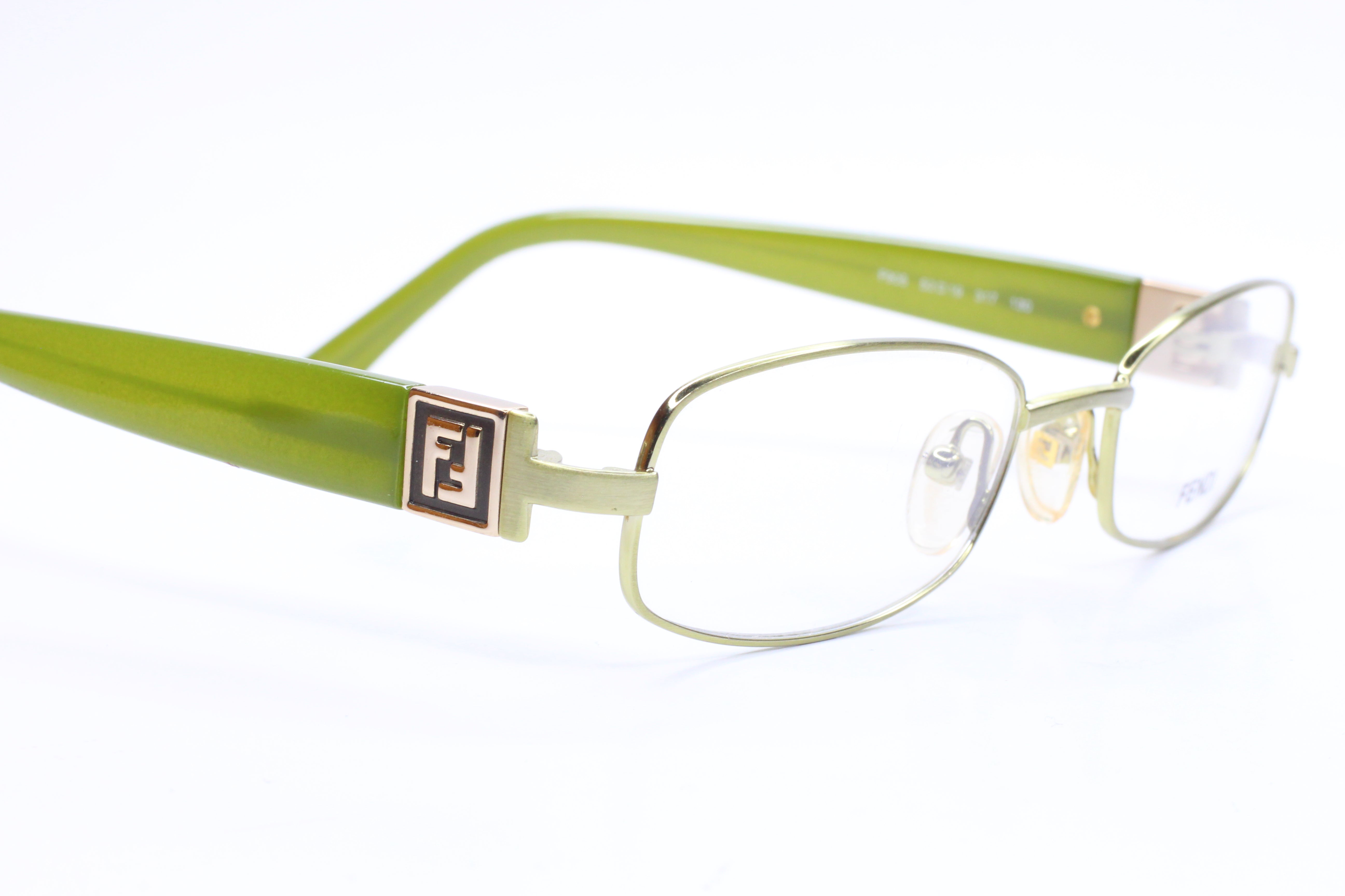 Fendi F905 317 Silver Olive Green Metal Luxury Italy Eyeglasses