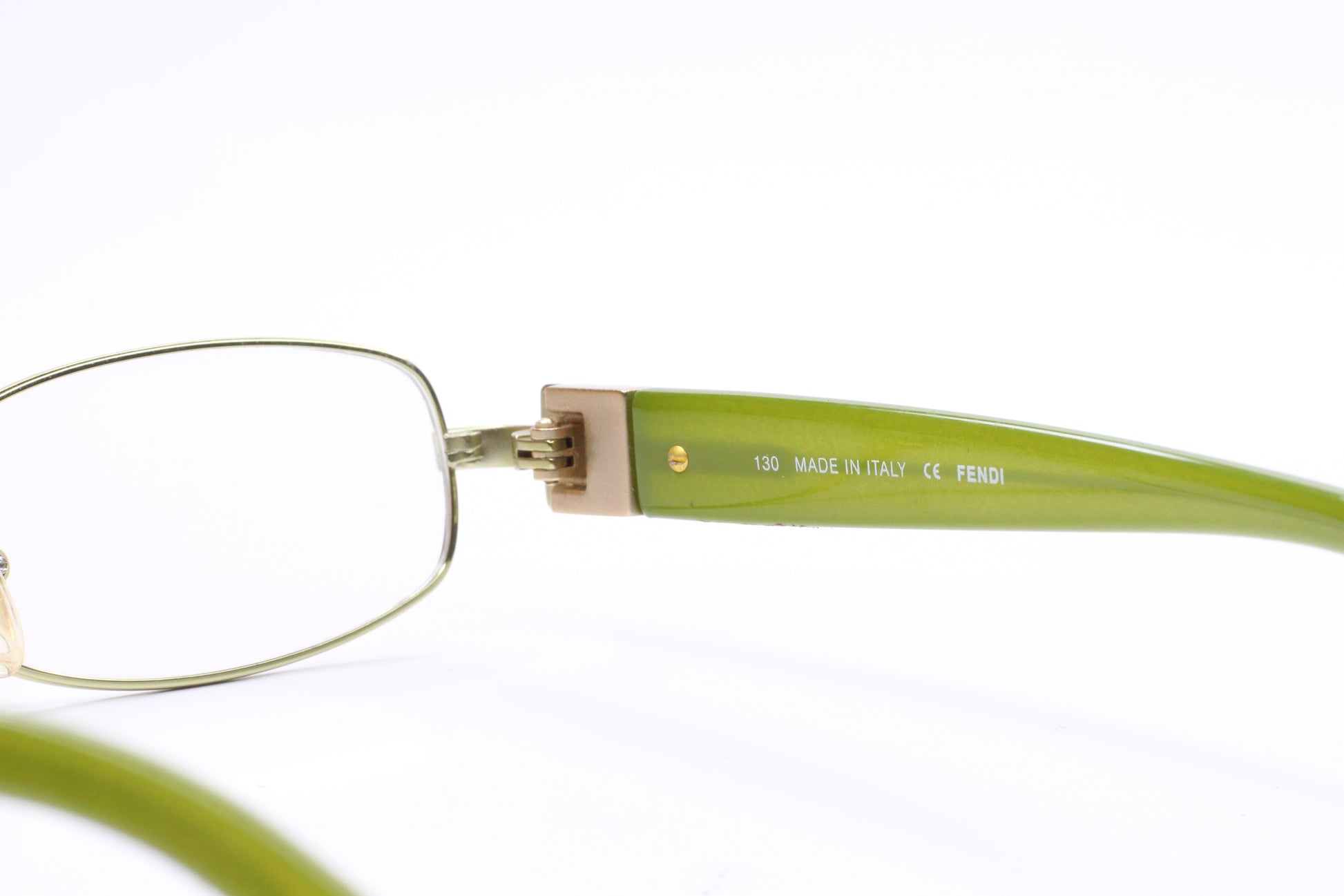 Fendi F905 317 Silver Olive Green Metal Full Rim Italy Eyeglasses Optical Frames ABC Optical Eyeglasses