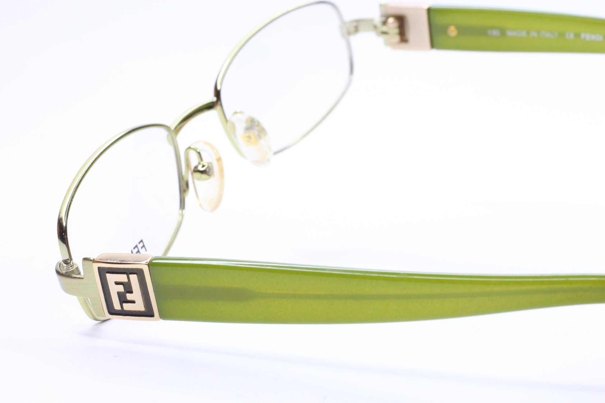 Fendi F905 317 Silver Olive Green Metal Full Rim Italy Eyeglasses Optical Frames ABC Optical Eyeglasses