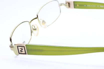 Fendi F905 317 Silver Olive Green Metal Full Rim Italy Eyeglasses Optical Frames ABC Optical Eyeglasses