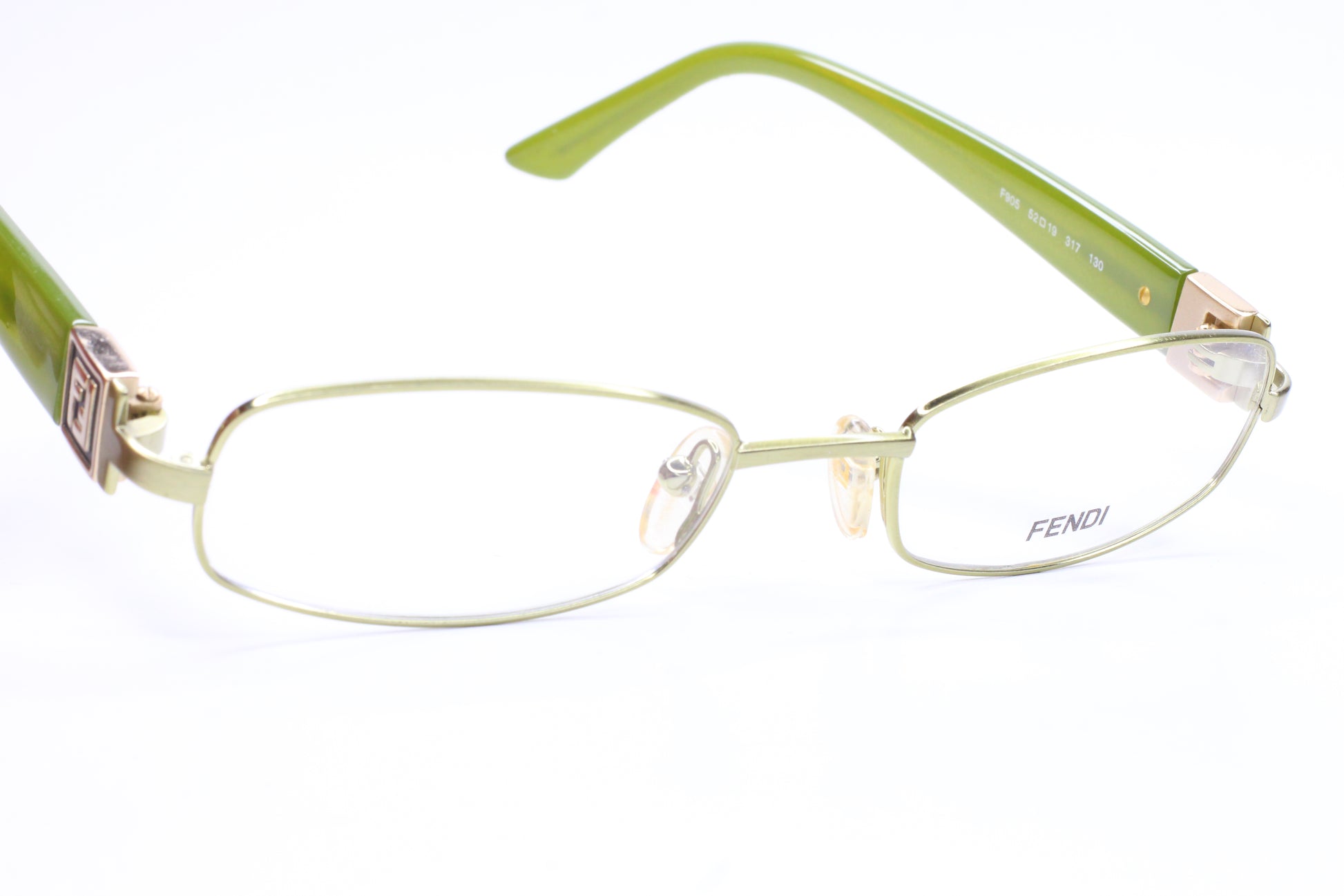 Fendi F905 317 Silver Olive Green Metal Full Rim Italy Eyeglasses Optical Frames ABC Optical Eyeglasses