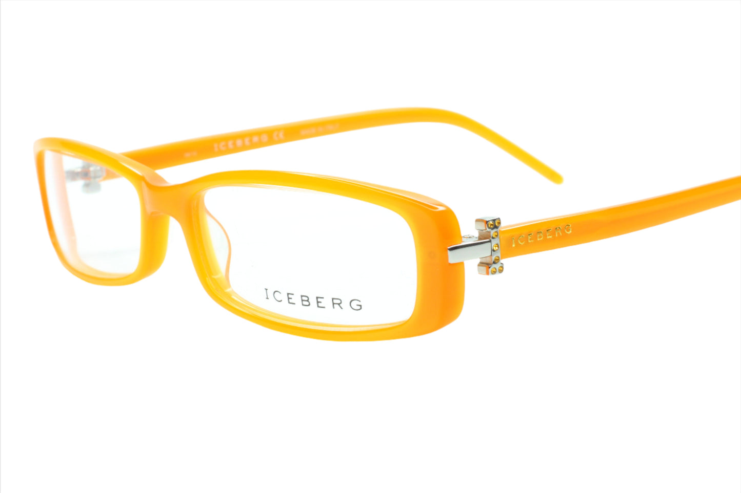 Iceberg IC03704 Orange Rectangle Acetate Fashion Italy Eyeglasses Optical Frames ABC Optical Eyeglasses