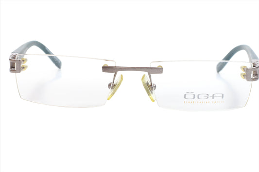 Morel OGA 6905O GB011 Silver/Dark Teal Rimless Frame France Eyeglasses 52-17 140 Silver Dark Teal Rimless Optical Frames ABC Optical Eyeglasses