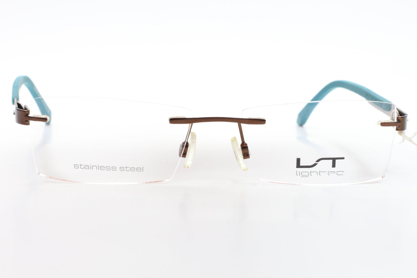 Lightec 6849L MB 200 Morel France Bronze Blue Rimless Eyeglasses 53-16-135 Bronze Blue Stainless Steel Optical Frames ABC Optical Eyeglasses