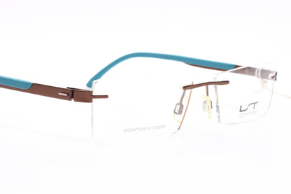 Lightec 6849L MB 200 Morel France Bronze Blue Rimless Eyeglasses Optical Frames ABC Optical Eyeglasses