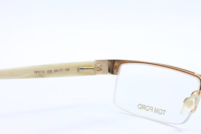 Tom Ford TF5112 028 Gold Groove Brown Luxury Italy Eyeglasses. Optical Frames ABC Optical Eyeglasses