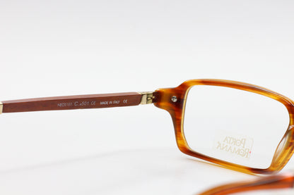 Porta Romana NEOS161 C.a501 A102 Havana Brown Wood Italy Eyeglasses Optical Frames ABC Optical Eyeglasses