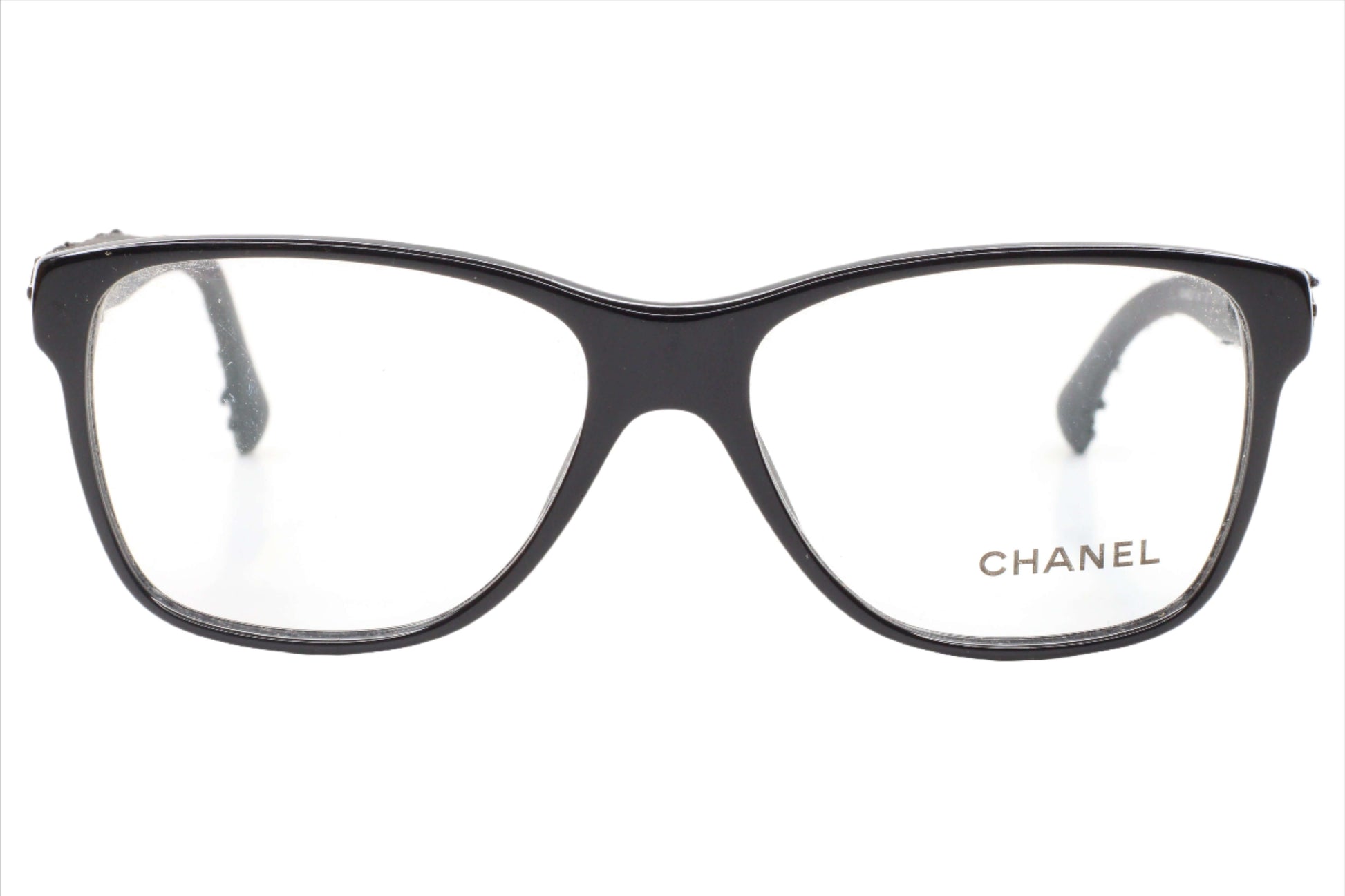 Chanel CH3245 501 Black With Tweed Temples RARE Italy Eyeglasses 53-15-140 Black Acetate Optical Frames ABC Optical Eyeglasses