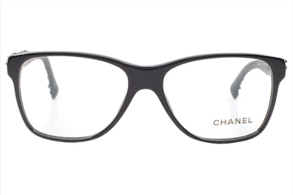 Chanel CH3245 501 Black With Tweed Temples RARE Italy Eyeglasses 53-15-140 Black Acetate Optical Frames ABC Optical Eyeglasses