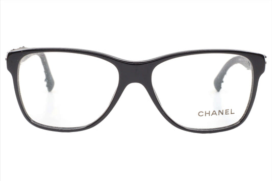 Chanel CH3245 501 Black With Tweed Temples RARE Italy Eyeglasses -Wo 53-15-140 Black Acetate Optical Frames ABC Optical Eyeglasses