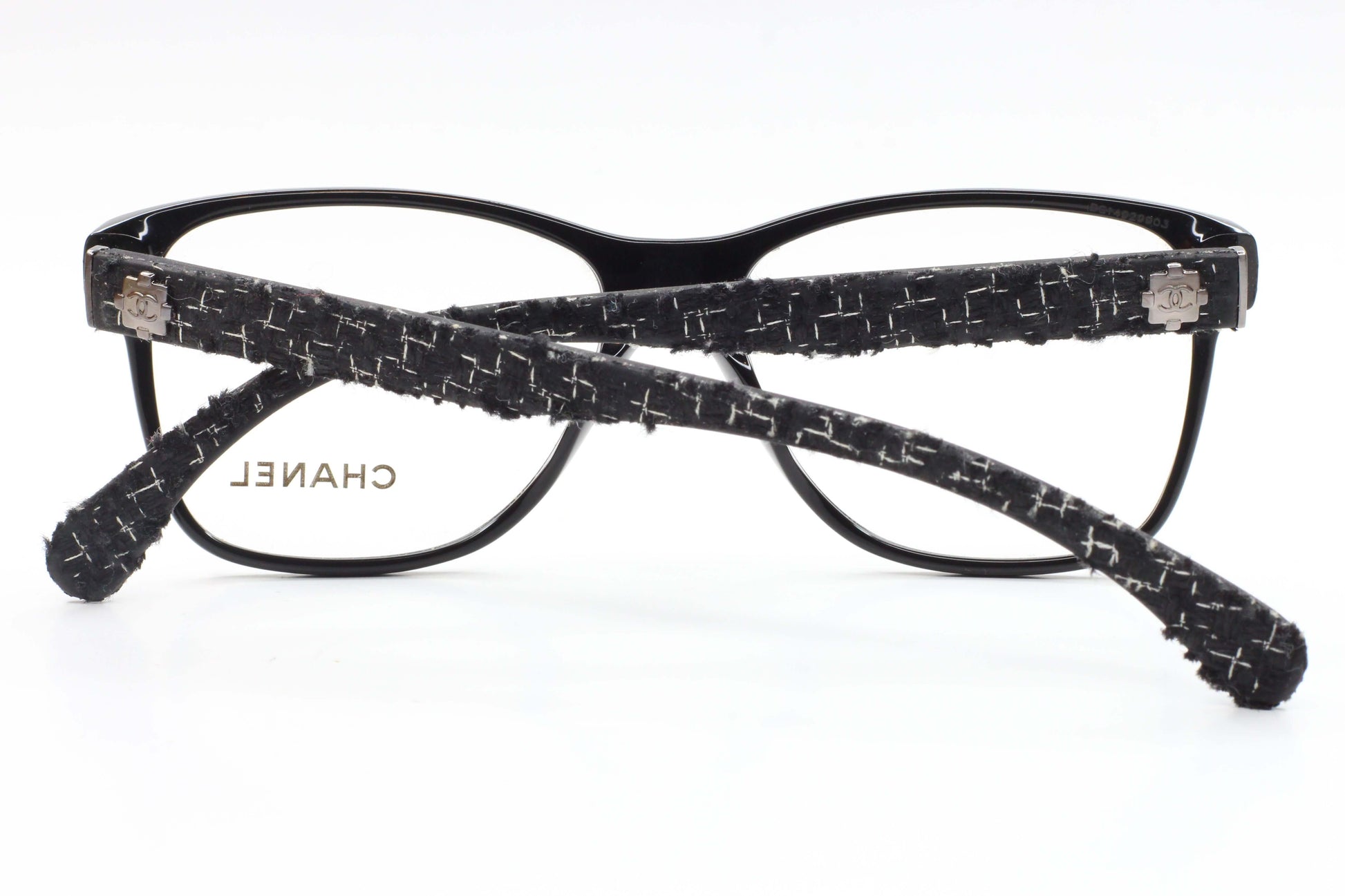 Chanel CH3245 501 Black With Tweed Temples RARE Italy Eyeglasses Optical Frames ABC Optical Eyeglasses