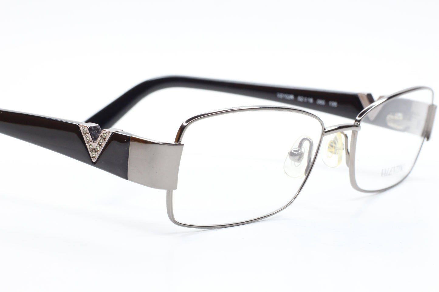 Valentino V2102R 060 Silver Glossy Black Italy Luxury Eyeglasses Optical Frames ABC Optical Eyeglasses