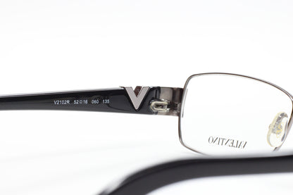 Valentino V2102R 060 Silver Glossy Black Italy Luxury Eyeglasses Optical Frames ABC Optical Eyeglasses