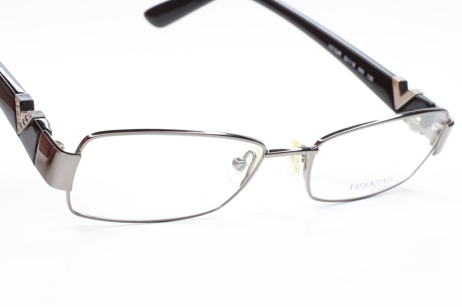 Valentino V2102R 060 Silver Glossy Black Italy Luxury Eyeglasses Optical Frames ABC Optical Eyeglasses